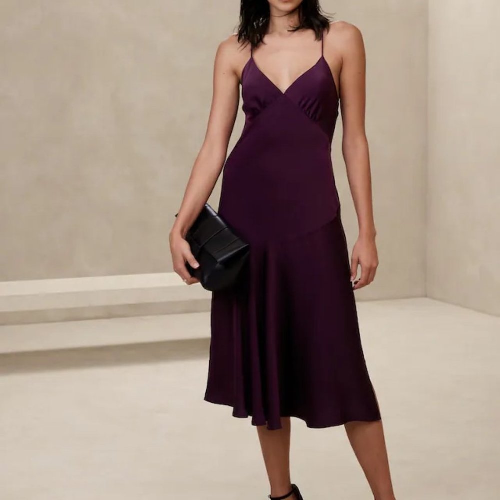 Banana Republic Asymmetrical Seam Midi Slip Dress, Size 4